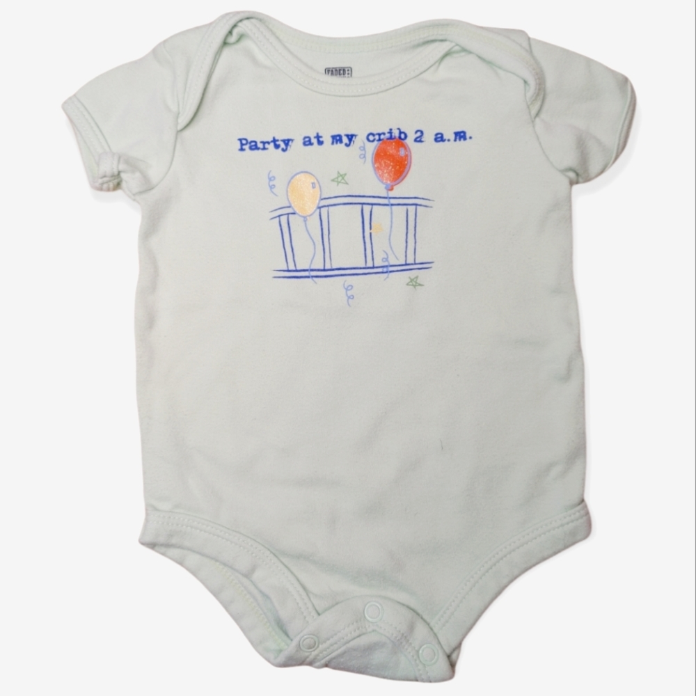 💥 Bundle Only 💥 FADED GLORY Light Green Party at My Crib Onesie